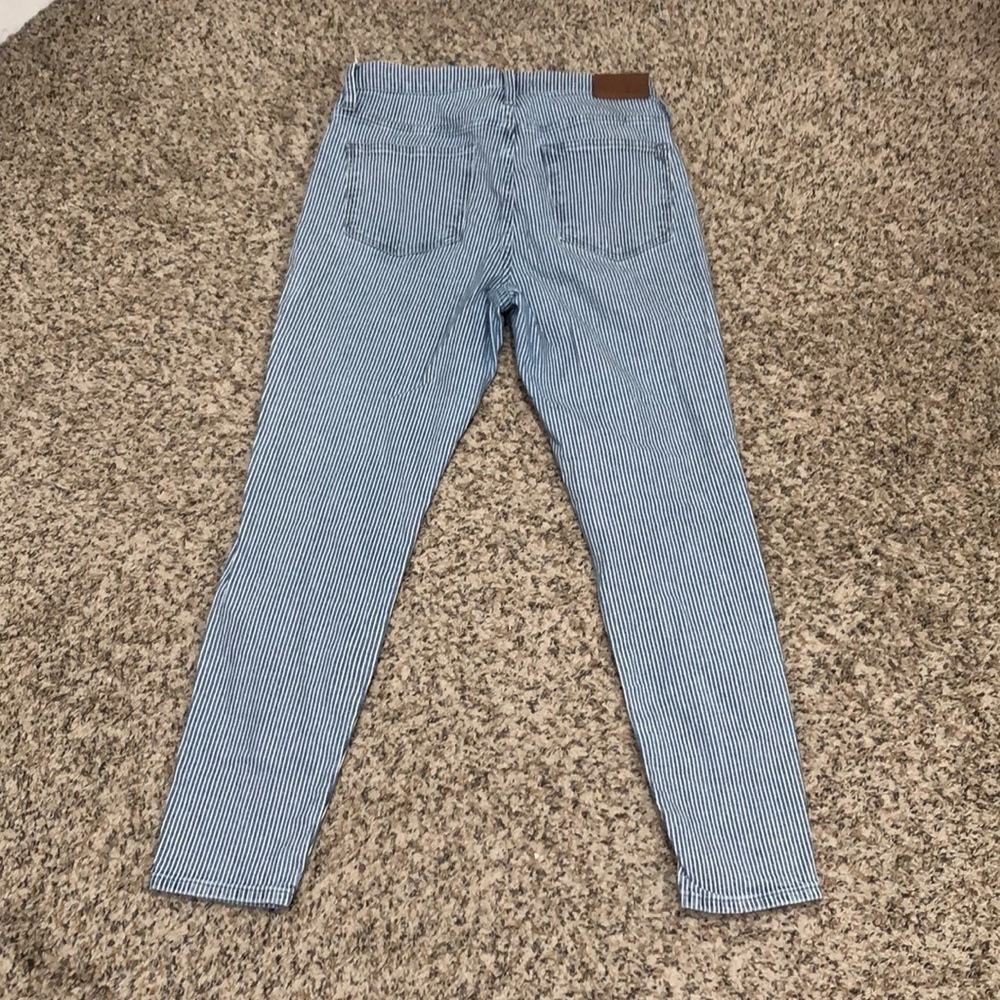 Madewell 9” Mid Rise Skinny Jeans Size 29 Blue White Striped - Picture 3 of 11